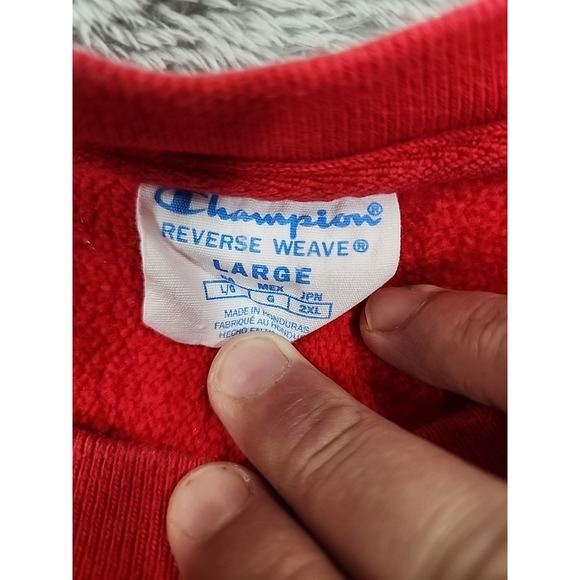 VINTAGE Y2K Champion Reverse Weave Sweatshirt Mens Large Red Crewneck Logo - Picture 5 of 9